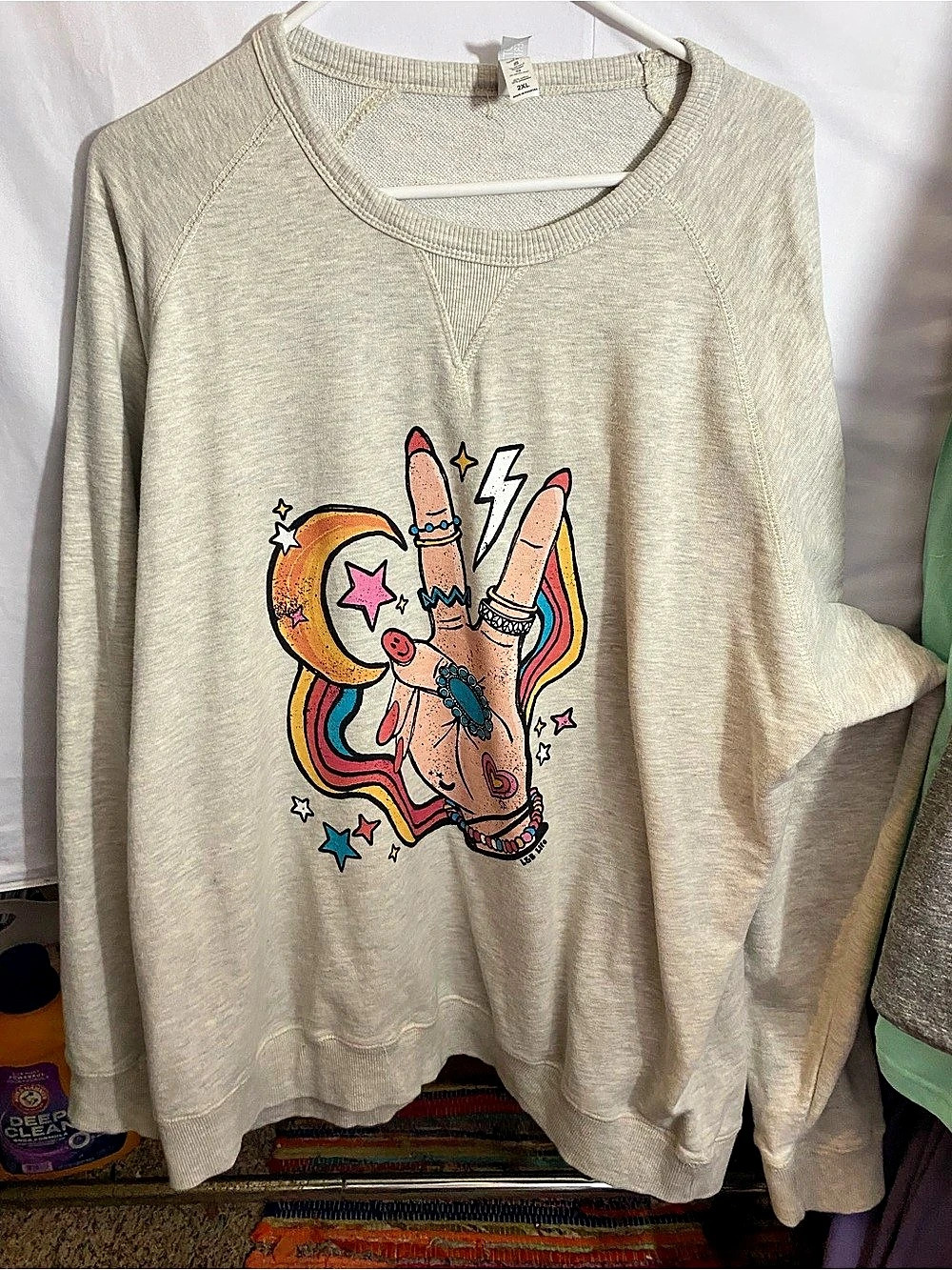 Cotton On Abstract Graphic Sweatshirt Cream Size 2XL